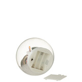 J-LINE KERSTBAL MET LED-VERLICHTING KERSTMAN GLAS WIT/ROOD GROOT