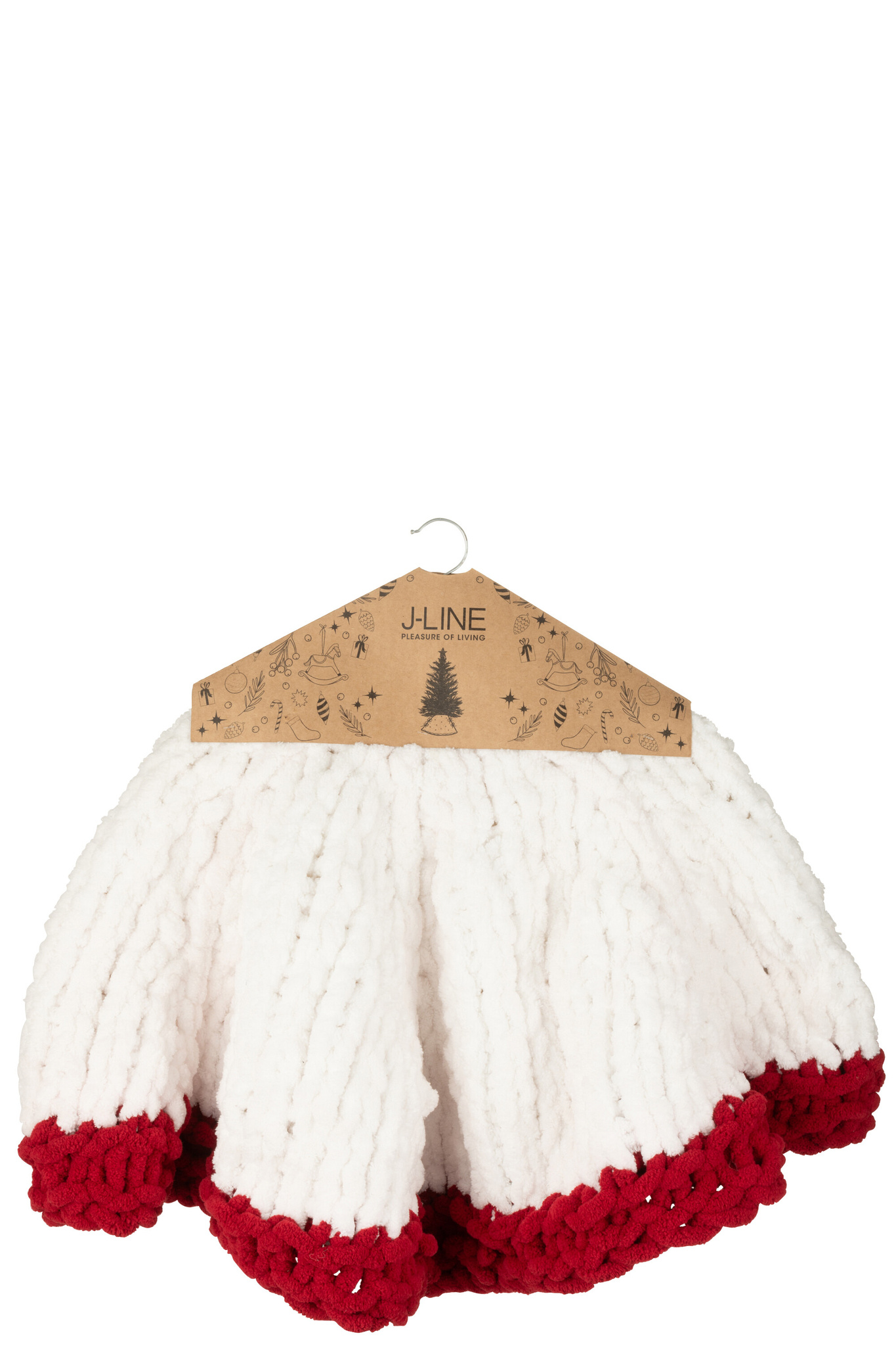 J-LINE KERSTBOOMROK GEBREID POLYESTER WIT/KERST ROOD