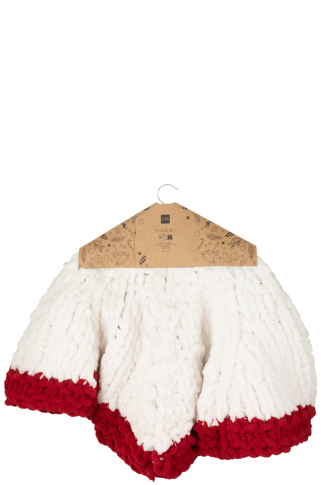 J-LINE KERSTBOOMROK GEBREID POLYESTER WIT/KERST ROOD