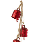 J-LINE HANGER 7 BELLS MIRRORS IRON CHRISTMAS RED