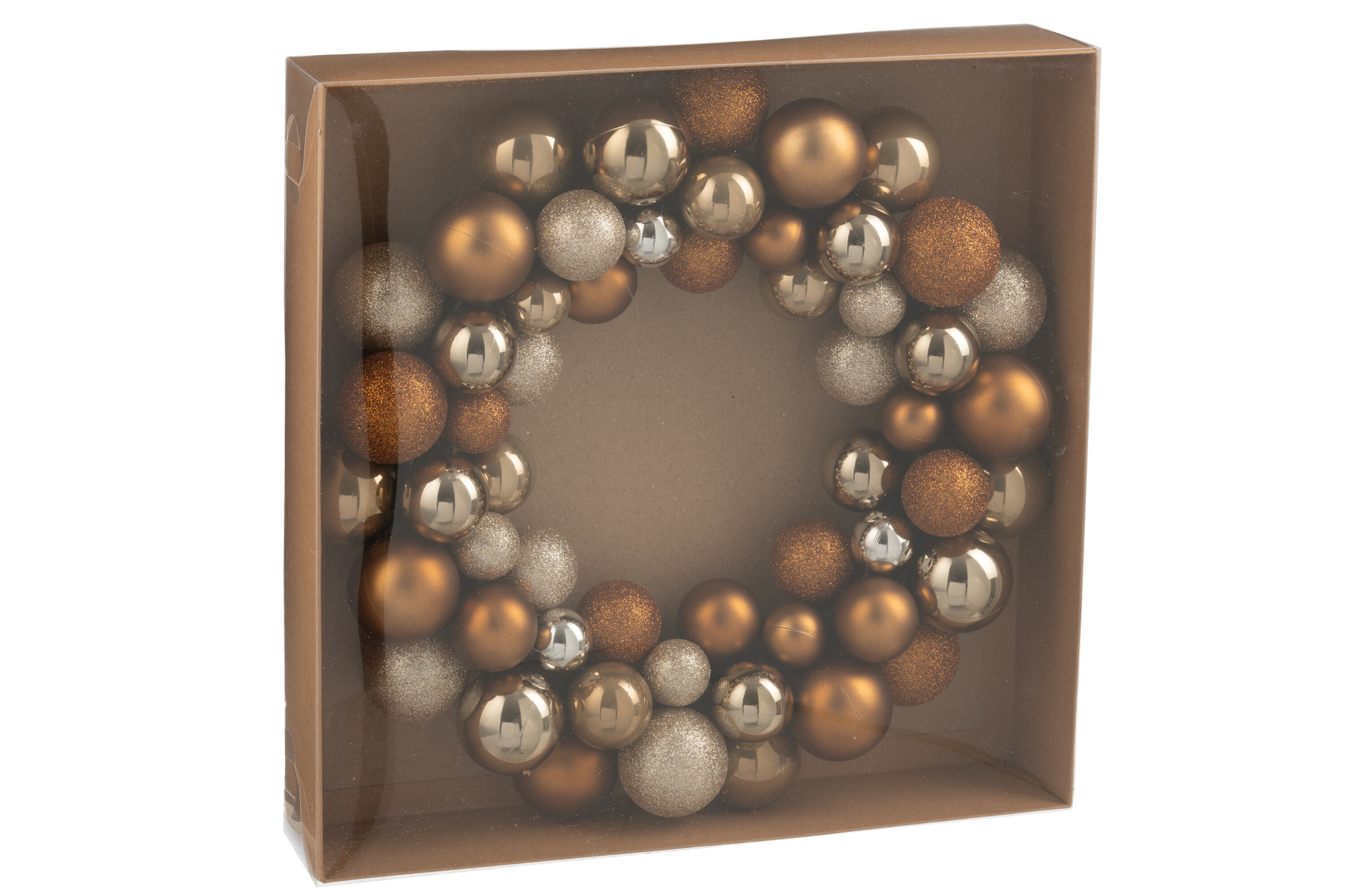 J-LINE KRANS KERSTBALLEN KUNSTSTOF BRUIN