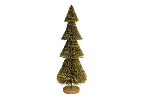WURM KERSTBOOM OP HOUTEN SOKKEL HOUT GROEN 14X41X14CM