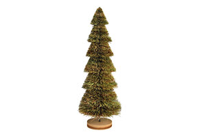WURM KERSTBOOM OP HOUTEN SOKKEL HOUT GROEN 17X48X17CM