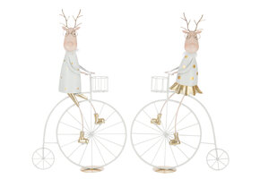 J-LINE RENDIERFIETS IJZER GOUDKLEURIG/WIT ASSORTIMENT VAN 2