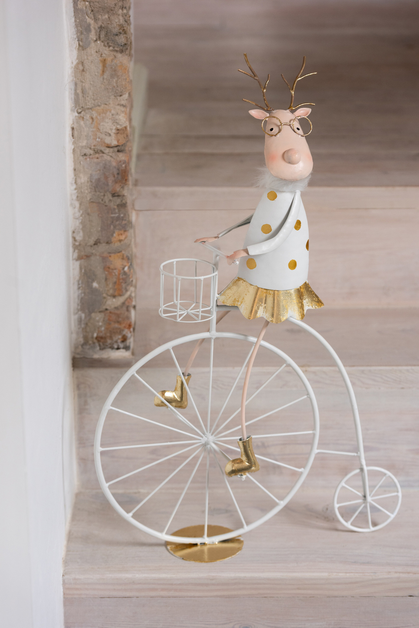 J-LINE RENDIERFIETS IJZER GOUDKLEURIG/WIT ASSORTIMENT VAN 2