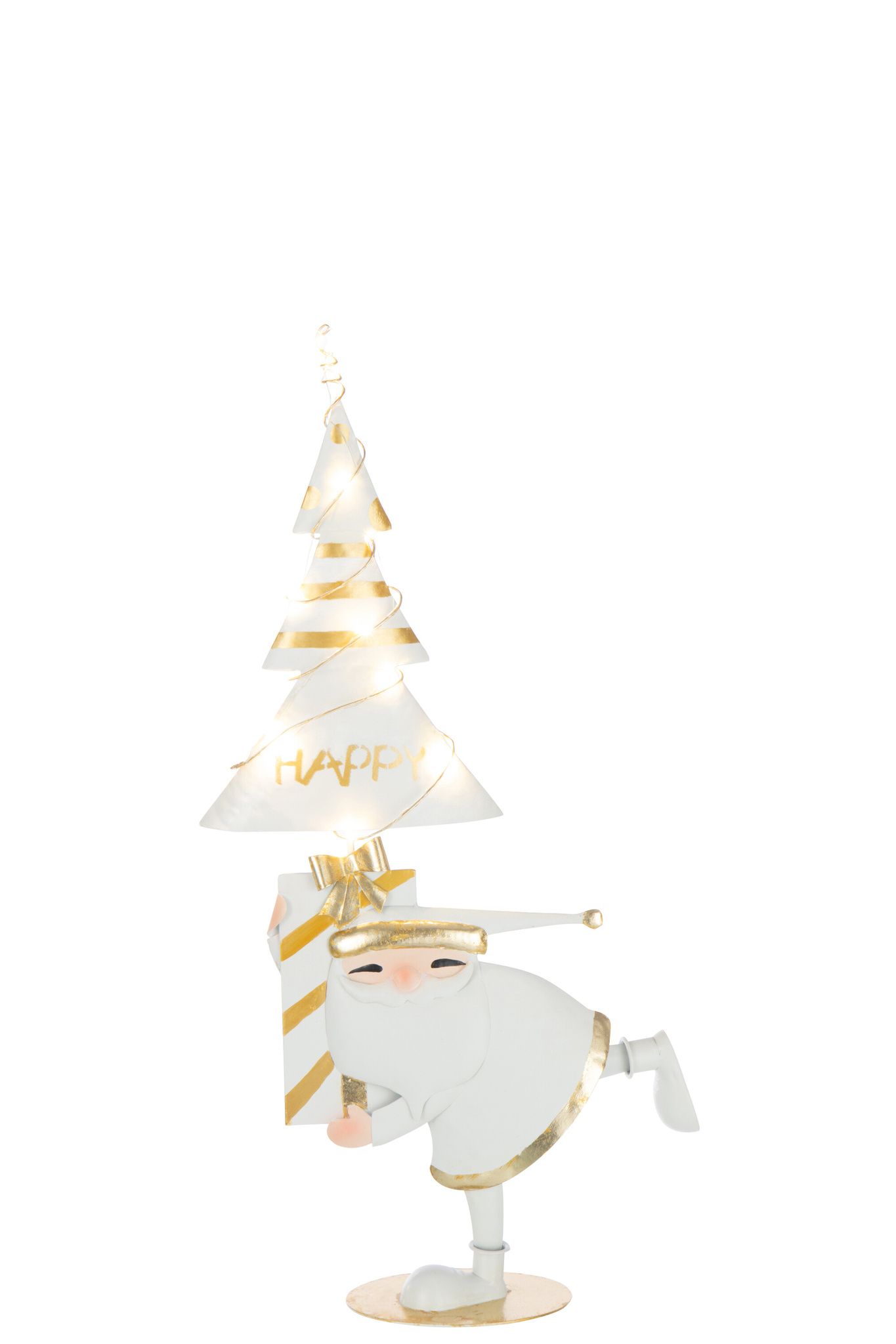 J-LINE KERSTMAN LED BOOM IJZER GOUDKLEURIG/WIT KLEIN