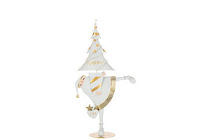 J-LINE KERSTMAN LED BOOM IJZER GOUDKLEURIG/WIT GROOT