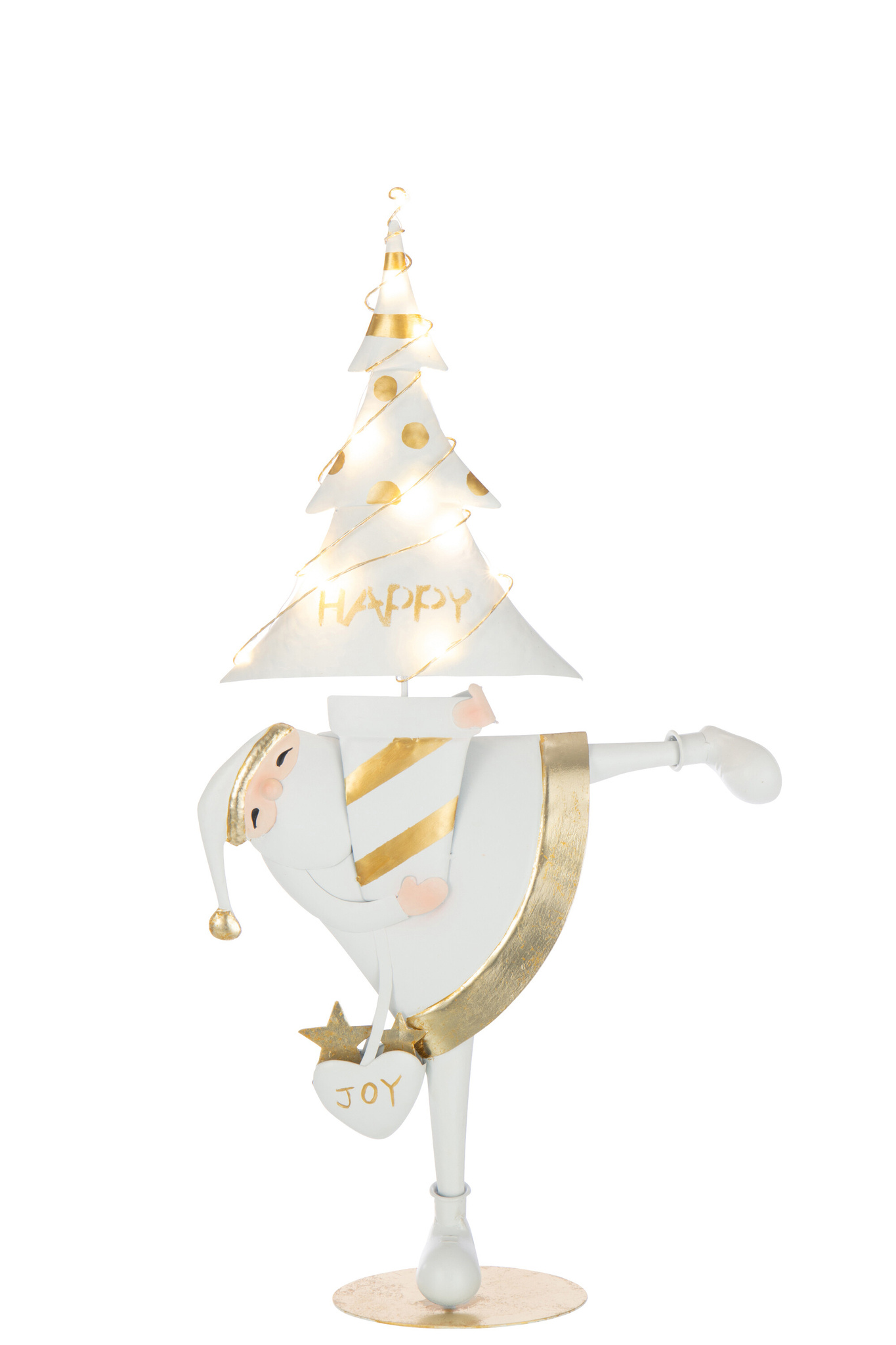 J-LINE KERSTMAN LED BOOM IJZER GOUDKLEURIG/WIT GROOT