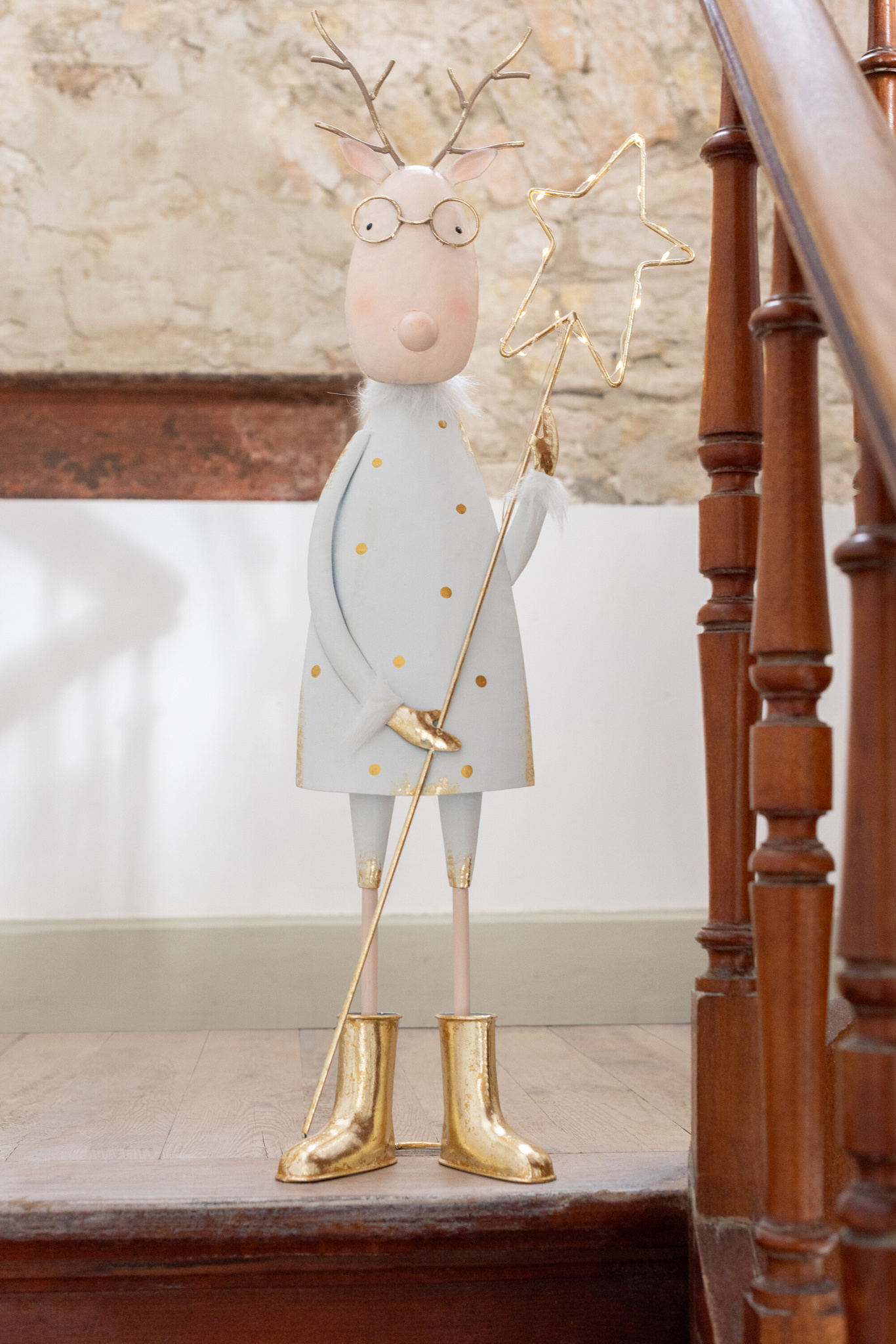 J-LINE RENDIER LED BOOM + STER IJZER GOUDKLEURIG/WIT ASSORTIMENT VAN 2