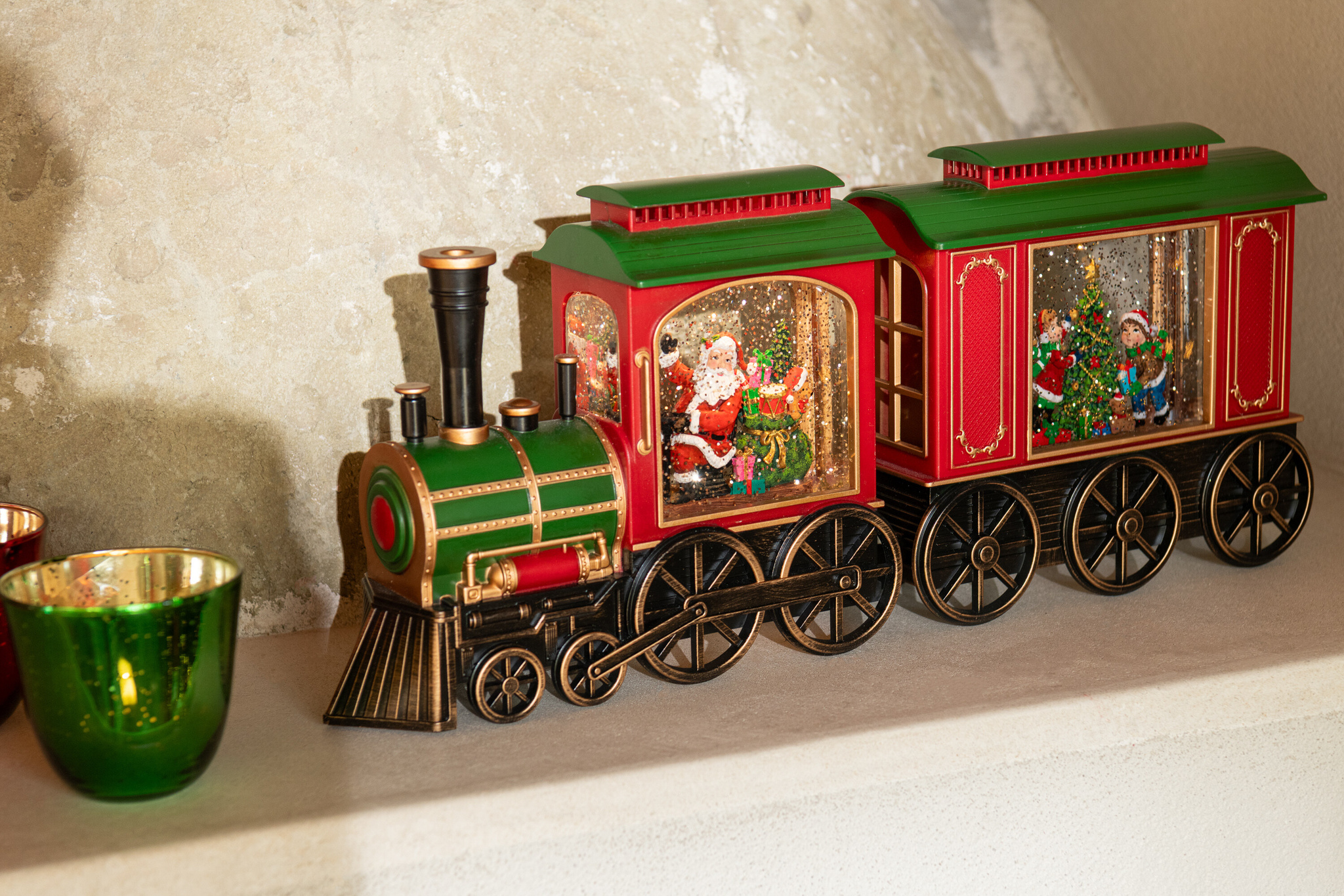 J-LINE TREIN MET LED-VERLICHTING + MUZIEK KERSTMAN PLASTIC MULTICOLOR