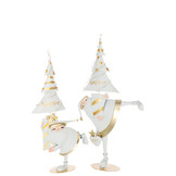 J-LINE KERSTMAN LED BOOM IJZER GOUDKLEURIG/WIT GROOT