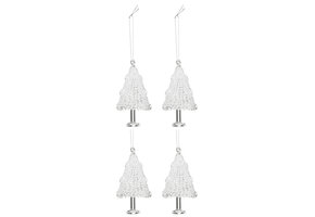 J-LINE DOOS VAN 4 KERSTBOOMHANGER GLAS TRANSPARANT