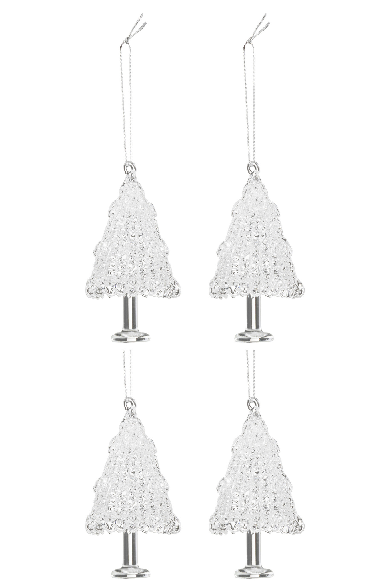 J-LINE DOOS VAN 4 KERSTBOOMHANGER GLAS TRANSPARANT