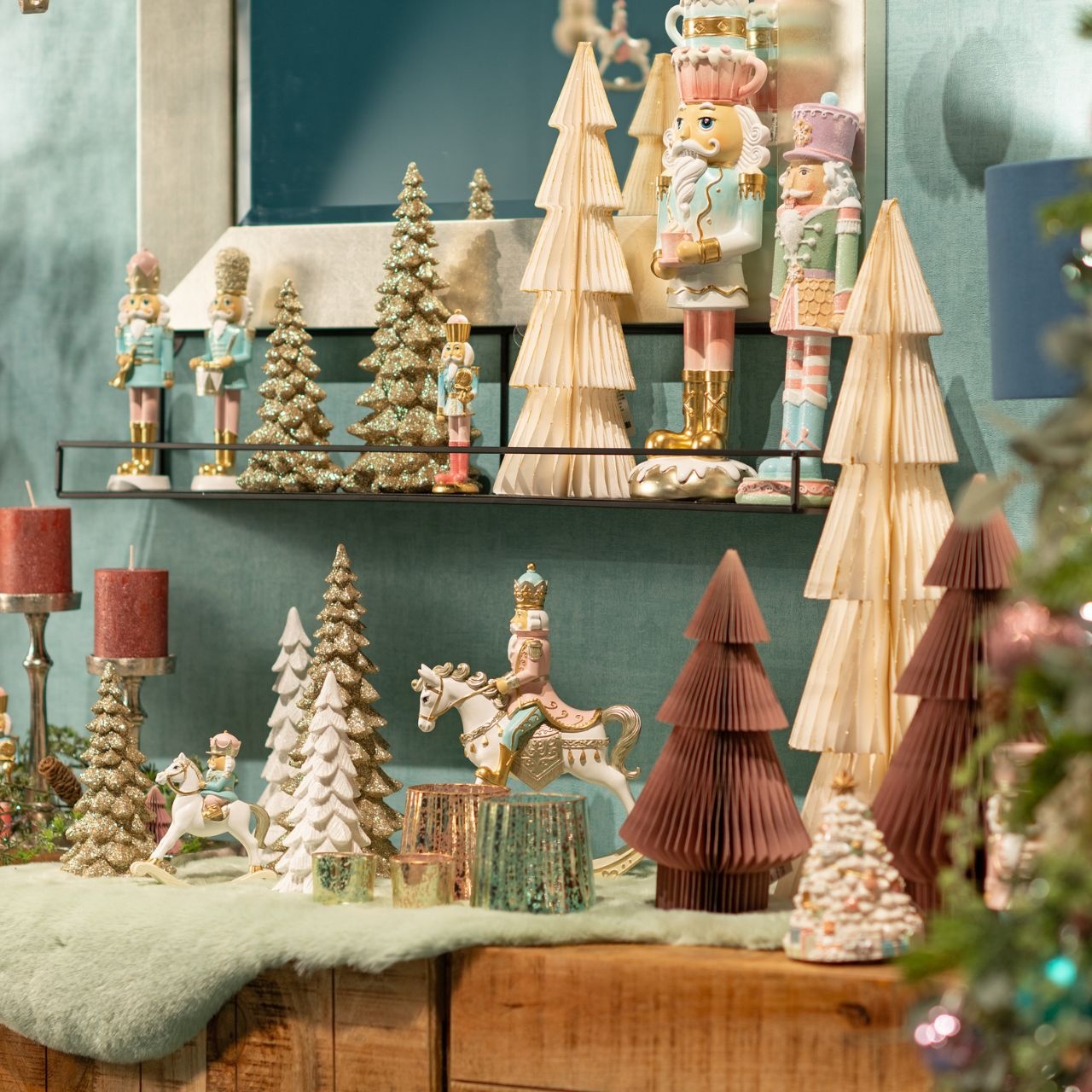 WURM KERSTBOOM HONEYCOMB MET GLITTER PAPIER/KARTON WIT 14X40X14CM