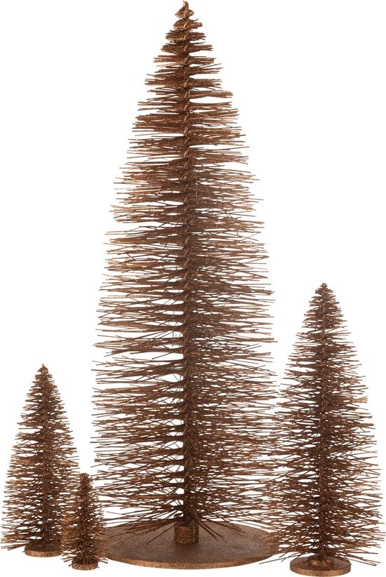 J-LINE KERSTBOOM DECO GLITTERS HOUT BRUIN EXTRA GROOT