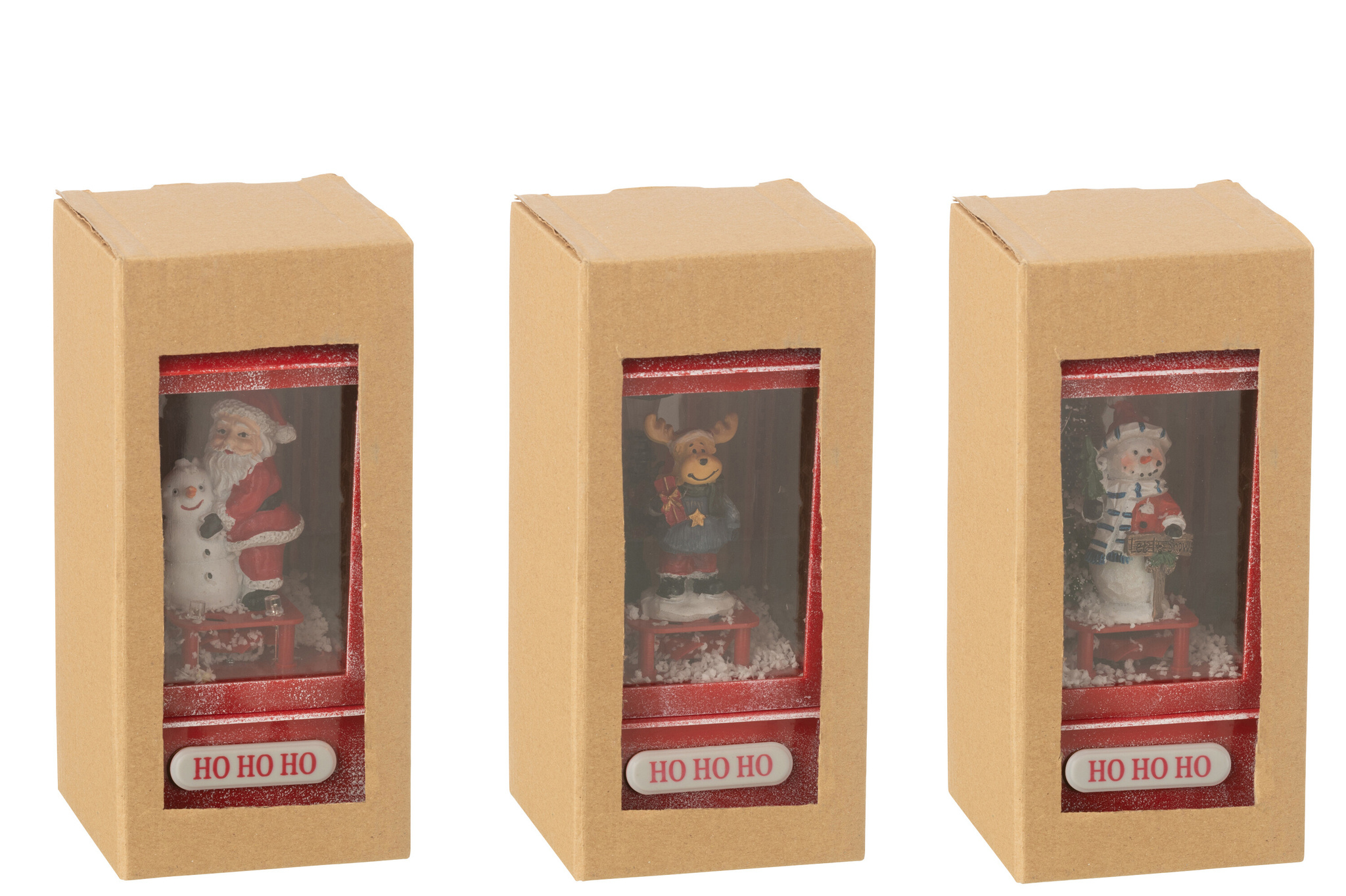 J-LINE SNEEUWBOL LANTAARN LED KERST HARS – ASSORTIMENT VAN 3