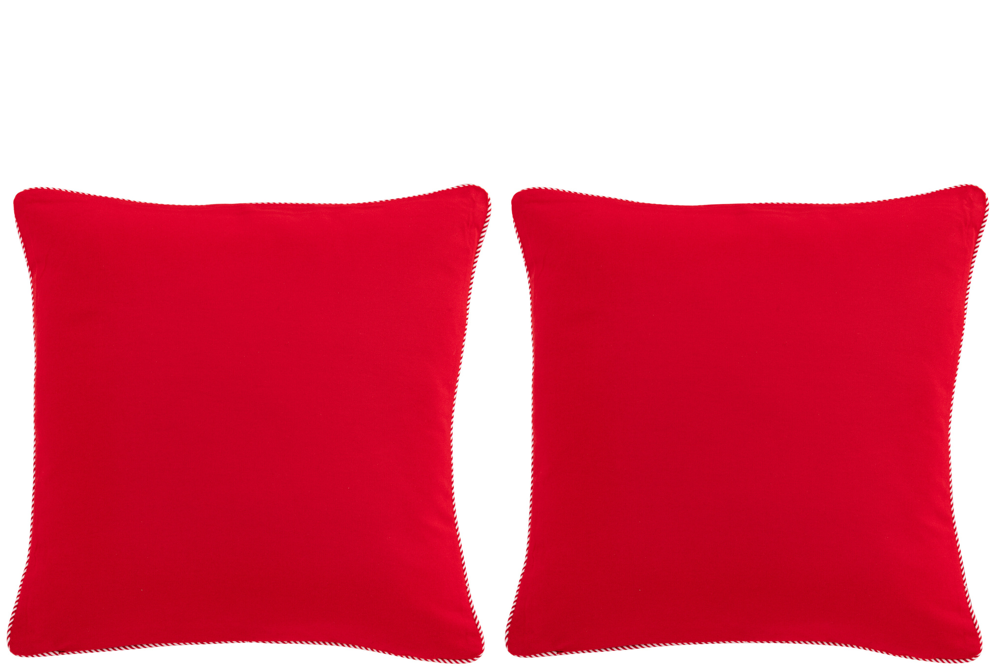 J-LINE KUSSEN SANTA SNOR/HOHOHO KATOEN KERST ROOD/WIT ASSORTIMENT VAN 2