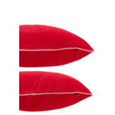 J-LINE KUSSEN SANTA SNOR/HOHOHO KATOEN KERST ROOD/WIT ASSORTIMENT VAN 2