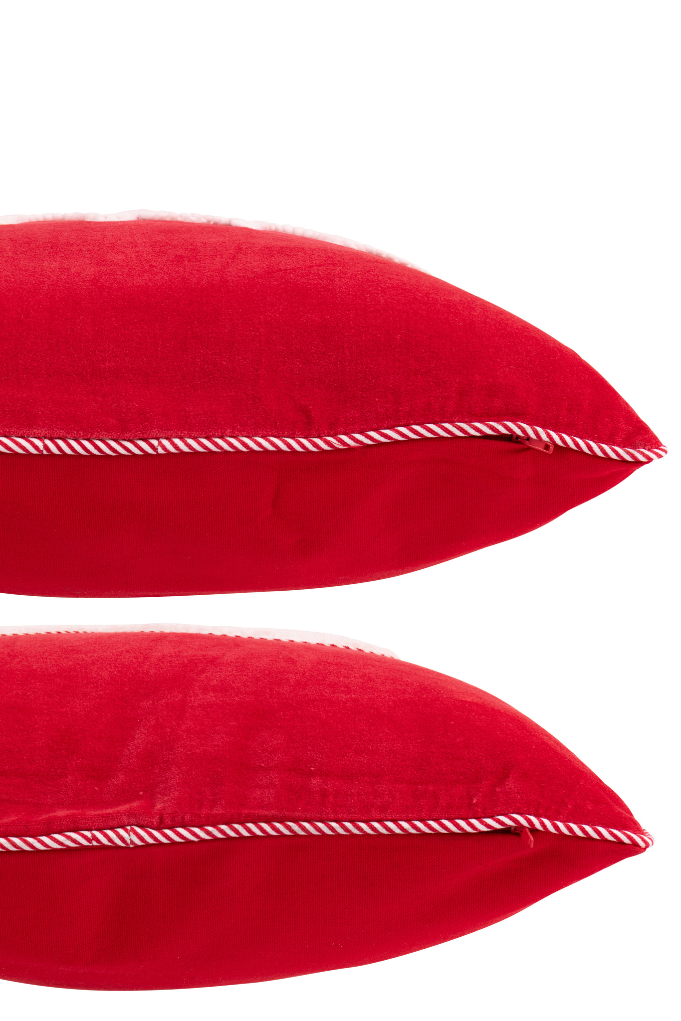 J-LINE KUSSEN SANTA SNOR/HOHOHO KATOEN KERST ROOD/WIT ASSORTIMENT VAN 2