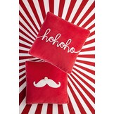 J-LINE KUSSEN SANTA SNOR/HOHOHO KATOEN KERST ROOD/WIT ASSORTIMENT VAN 2