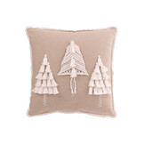 J-LINE KUSSEN KERSTBOMEN KWASTJES KATOEN GREIGE/WIT