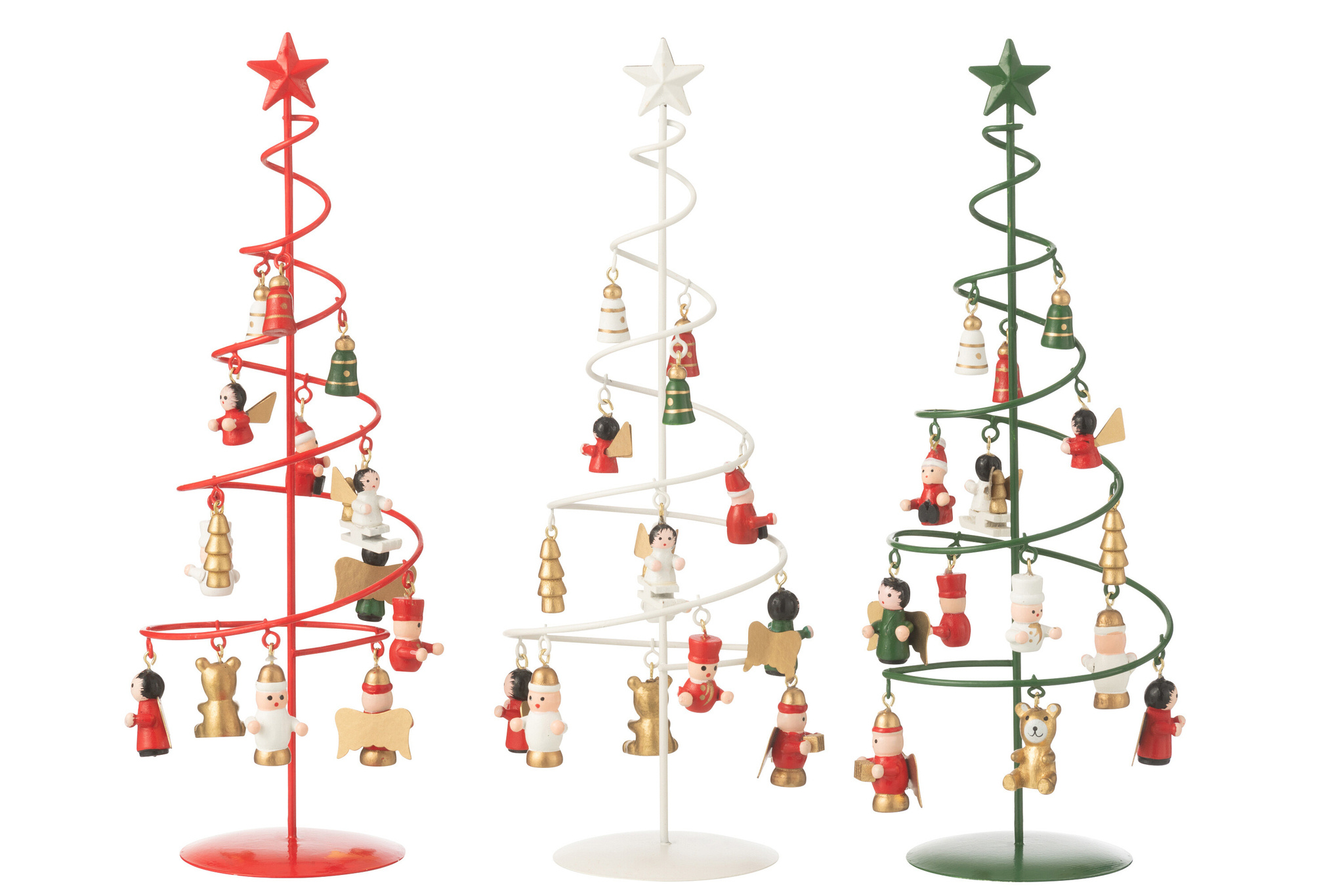 J-LINE KERSTBOOM + BEELDJES SWIRL METAAL MIX ASSORTIMENT VAN 3