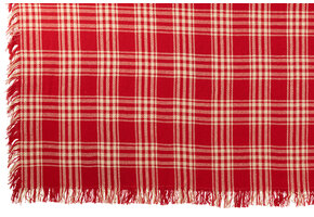 J-LINE DEKEN GERUIT KATOEN KERST ROOD/WIT