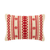 J-LINE KUSSEN STREPEN + SNEEUWVLokken KATOEN KERST ROOD/WIT