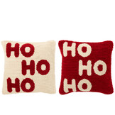 J-LINE KUSSEN HOHOHO POLYESTER KERST ROOD/WIT ASSORTIMENT VAN 2