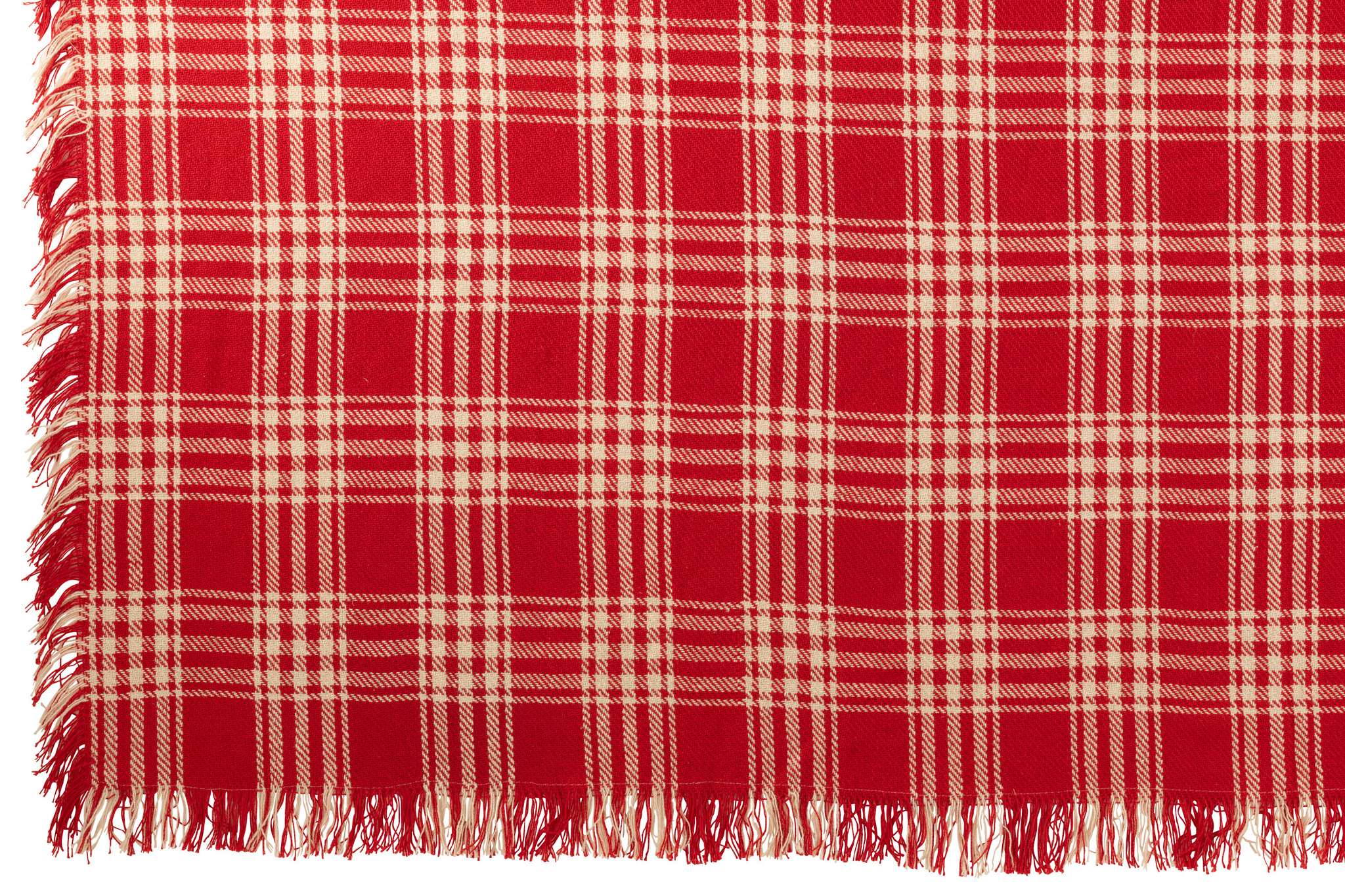 J-LINE DEKEN GERUIT KATOEN KERST ROOD/WIT