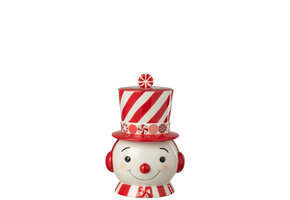 J-LINE POT DECORATIEVE SNEEUWPOP + HOED DOLOMIET KERST ROOD/WIT