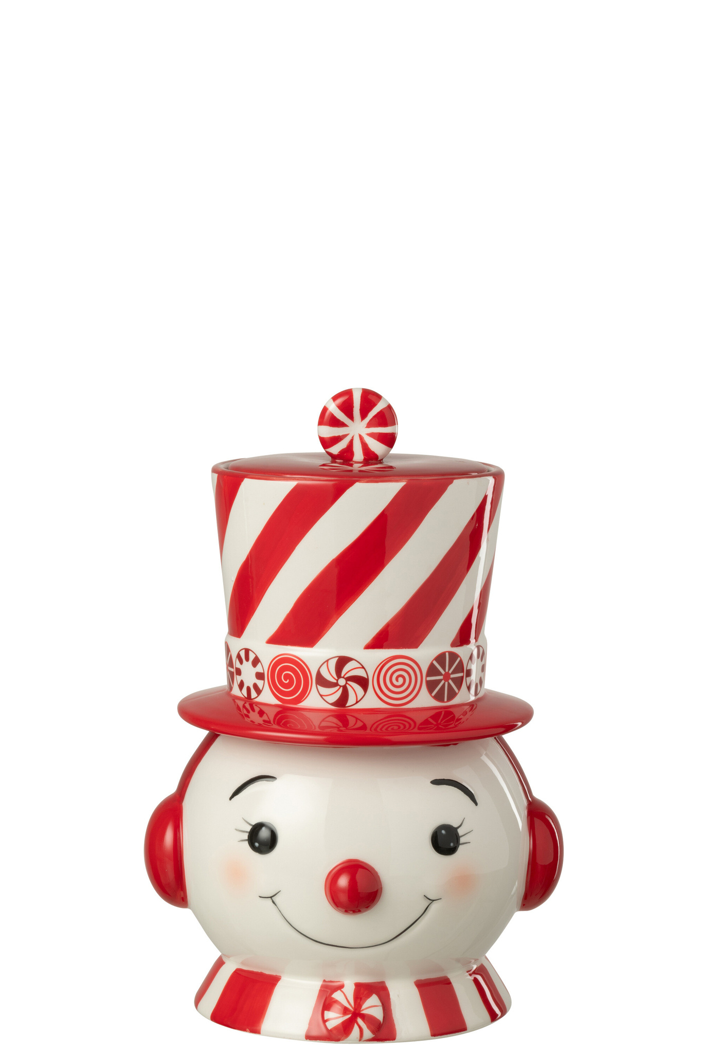 J-LINE POT DECORATIEVE SNEEUWPOP + HOED DOLOMIET KERST ROOD/WIT