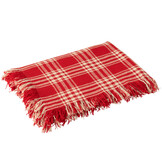 J-LINE DEKEN GERUIT KATOEN KERST ROOD/WIT