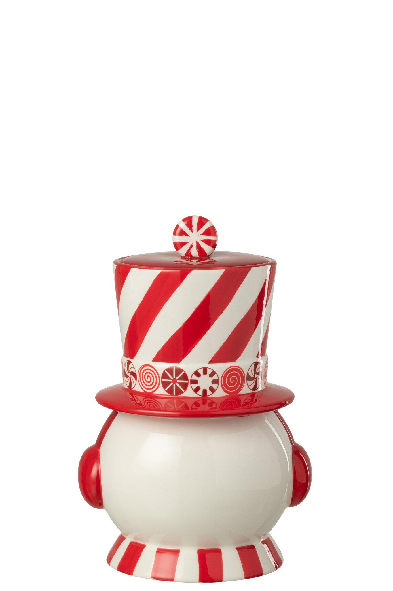 J-LINE POT DECORATIEVE SNEEUWPOP + HOED DOLOMIET KERST ROOD/WIT