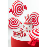 J-LINE POT DECORATIEVE SNEEUWPOP + HOED DOLOMIET KERST ROOD/WIT