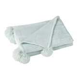 J-LINE PLAID POMPOM POLYESTER LICHTBLAUW