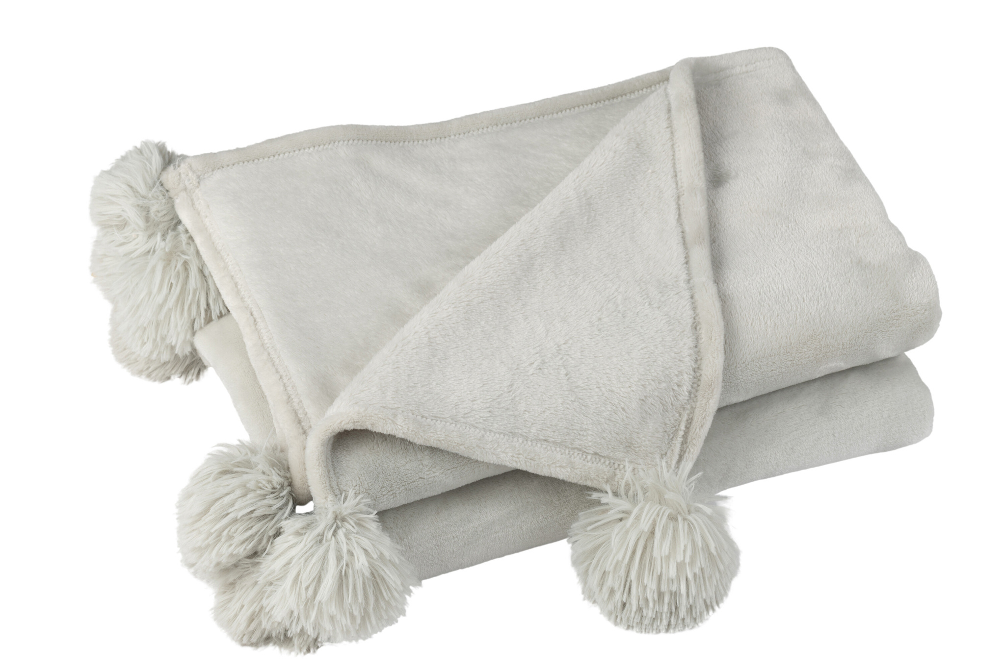 J-LINE PLAID POMPOM POLYESTER LICHTGRIJS