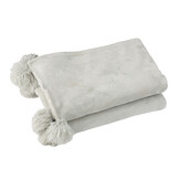 J-LINE PLAID POMPOM POLYESTER LICHTGRIJS