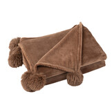 J-LINE PLAID POMPOM POLYESTER BRUIN