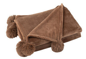 J-LINE PLAID POMPOM POLYESTER BRUIN