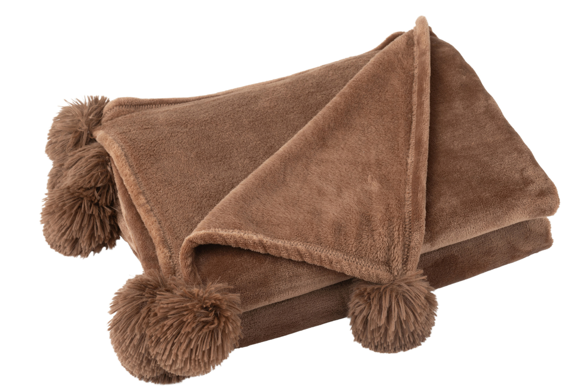 J-LINE PLAID POMPOM POLYESTER BRUIN