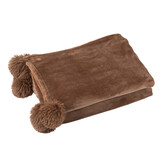 J-LINE PLAID POMPOM POLYESTER BRUIN