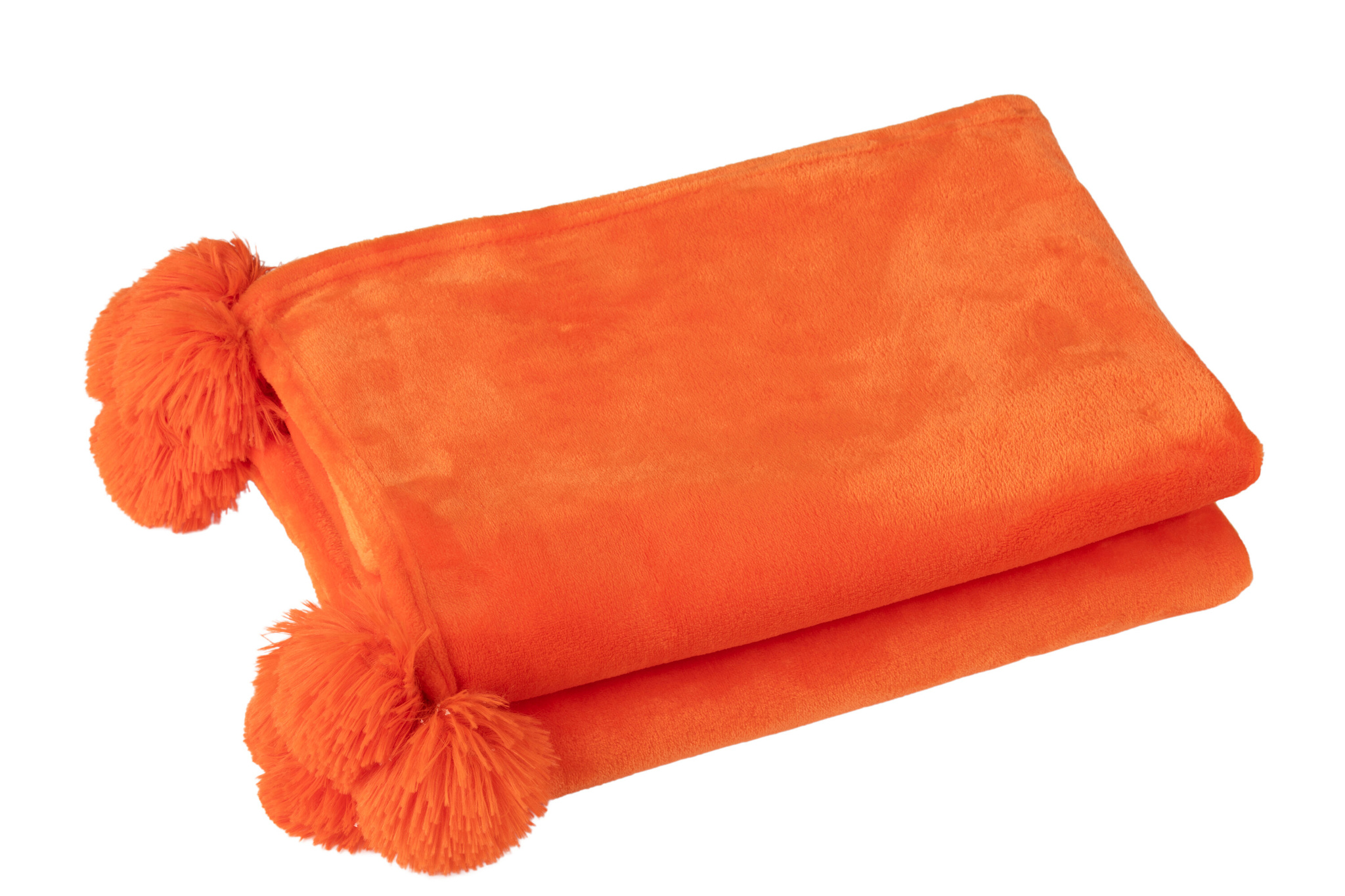 J-LINE PLAID POMPOM POLYESTER FELORANJE