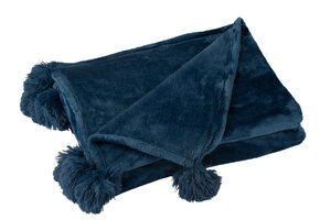 J-LINE PLAID POMPOM POLYESTER BLAUW