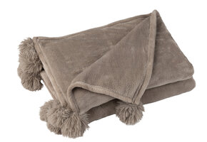 J-LINE PLAID POMPOM POLYESTER TAUPE