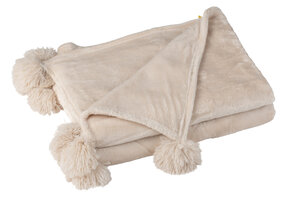 J-LINE PLAID POMPOM POLYESTER LICHT BEIGE