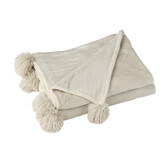 J-LINE PLAID POMPOM POLYESTER BEIGE/MINT