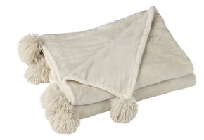 J-LINE PLAID POMPOM POLYESTER BEIGE/MINT