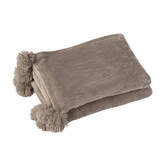 J-LINE PLAID POMPOM POLYESTER TAUPE