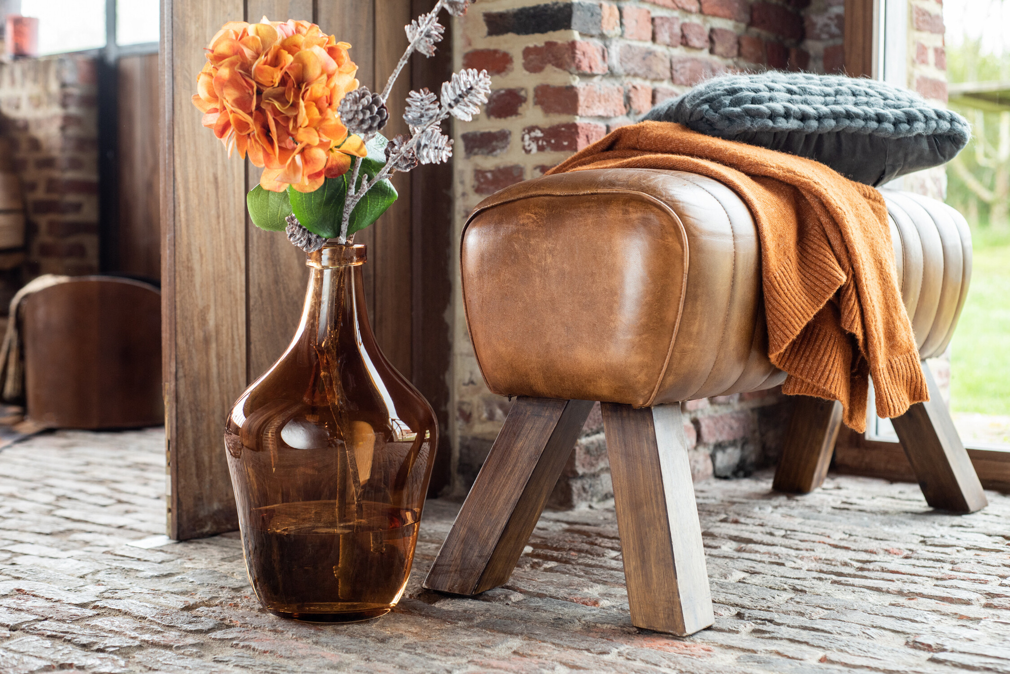 J-LINE PLAID GEBREID ACRYL DONKERGRIJS